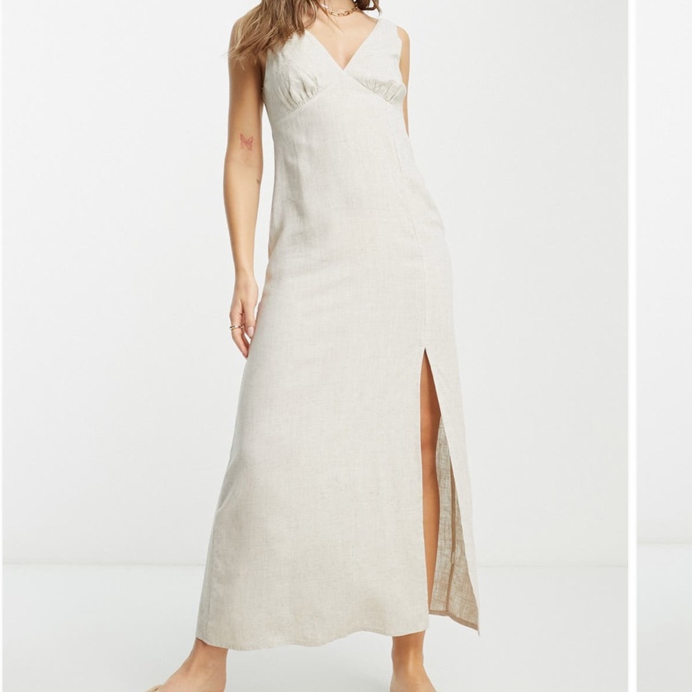 Linen Tan Maxi Dress